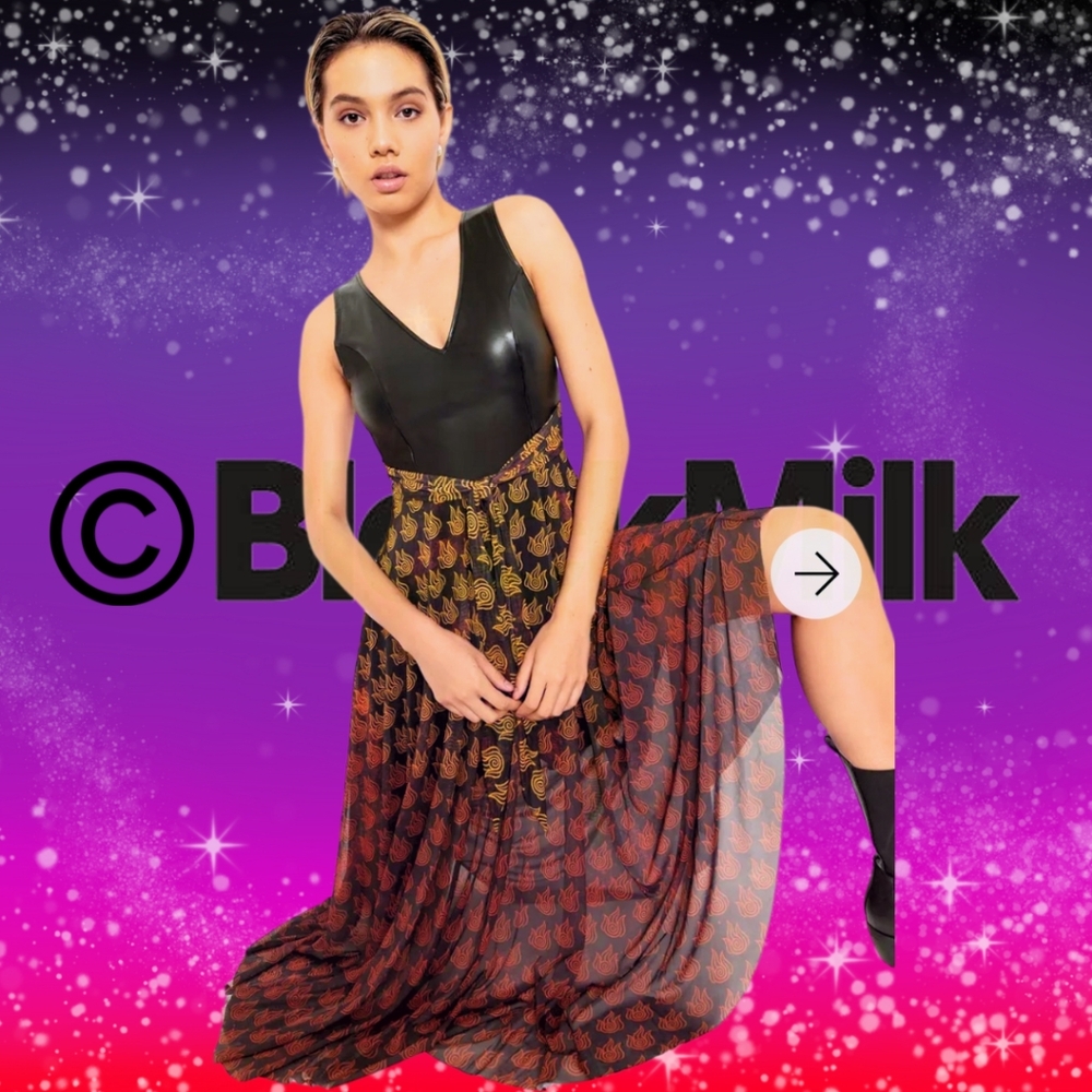 FIREBENDING SLEEVELESS MIXED MEDIA DRESS - LIMITED